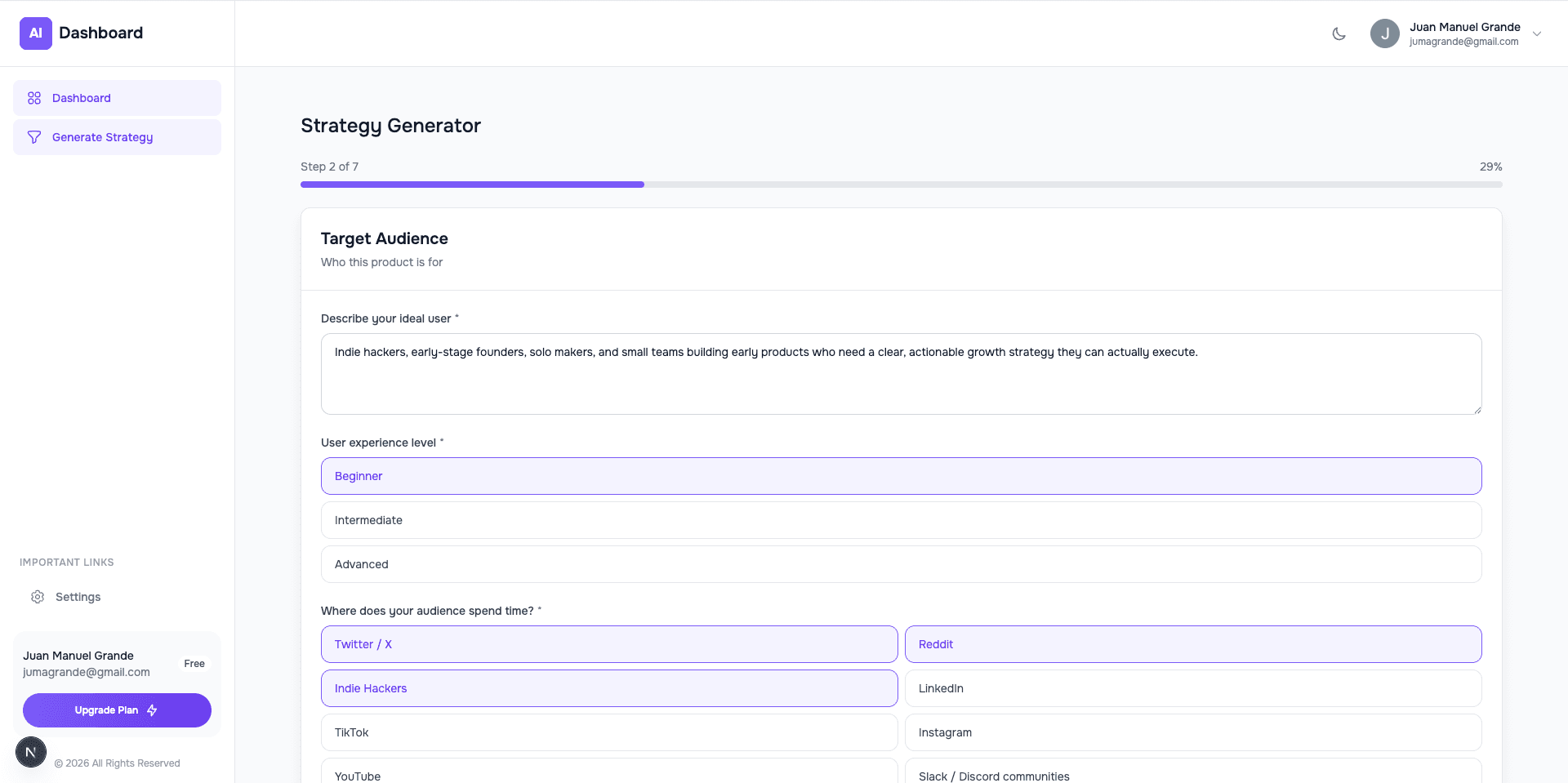 SentFast sending metrics dashboard